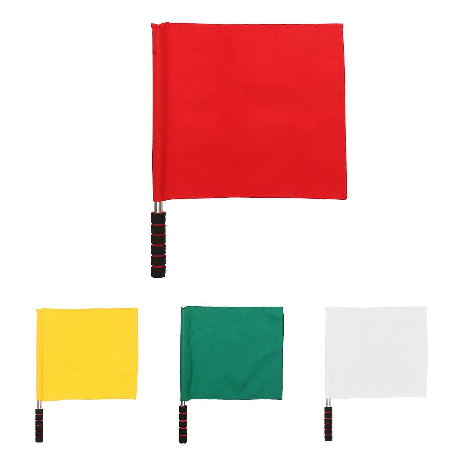 Sports Referee Flag White Color Rectangular Shape Officials Rehearsal Polyester Material Deep Cleaning 4Set