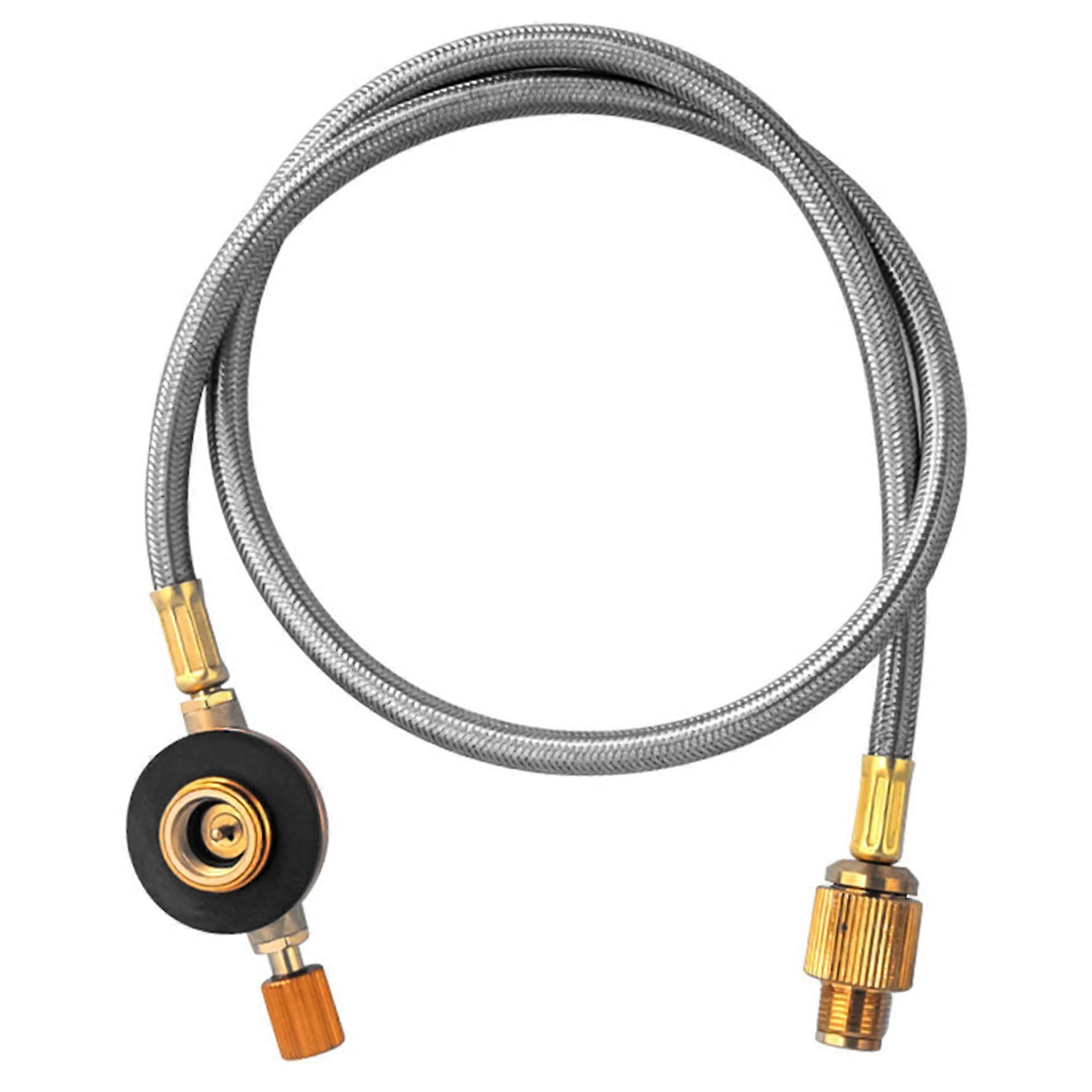 Adjustable 3.3ft Butane to Propane Adapter Hose and Flameproof Propane Regulator for Camping