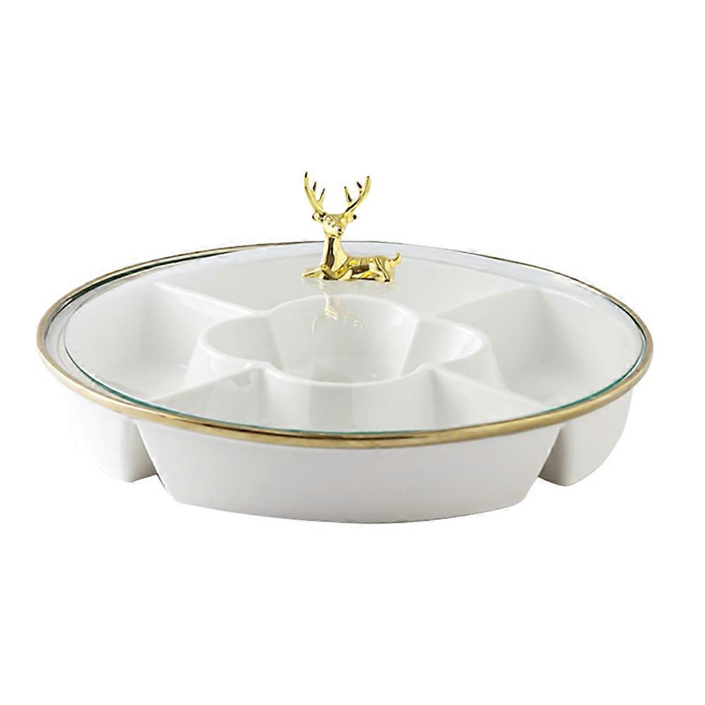 Food Plate 5-Grid Fruit Tray for Snack Serving 1Set White Material