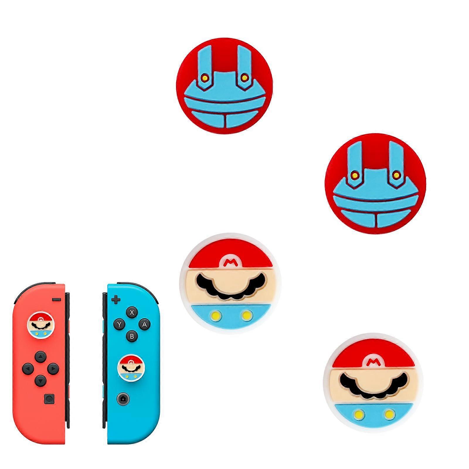 Caps and Silicone Case for Nintendo Switch Controller, Shockproof Mario Style Grip, Dustproof TPU Protection Ref:3028