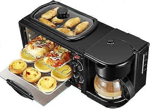 Breakfast Station 3in1 Coffee Maker with Toaster Oven and Griddle, MultiFunction for Small Kitchens
