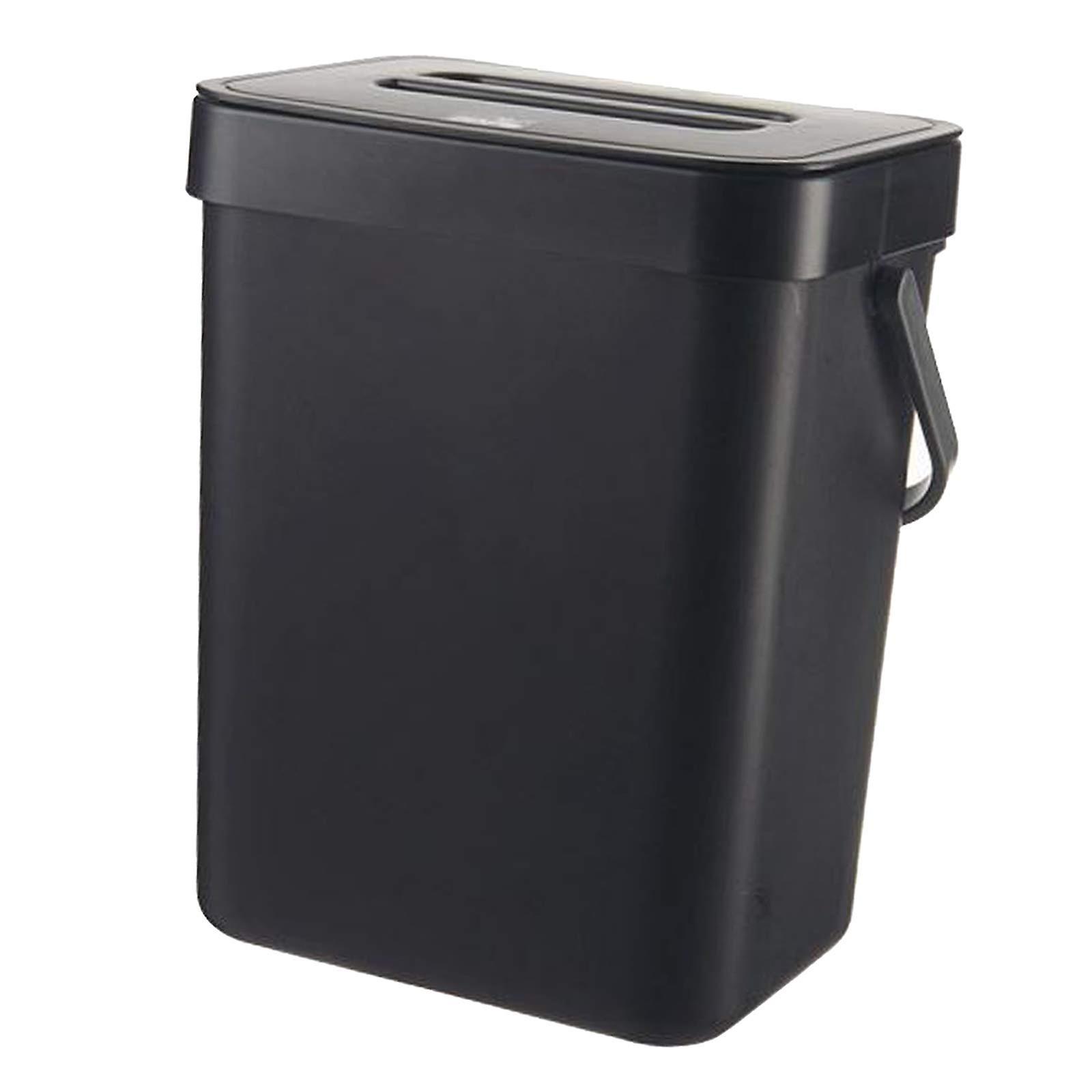 Hanging Trash Can for Kitchen Cabinet 3L Small Plastic Waste Bin with Handle SpaceSaving Design Black