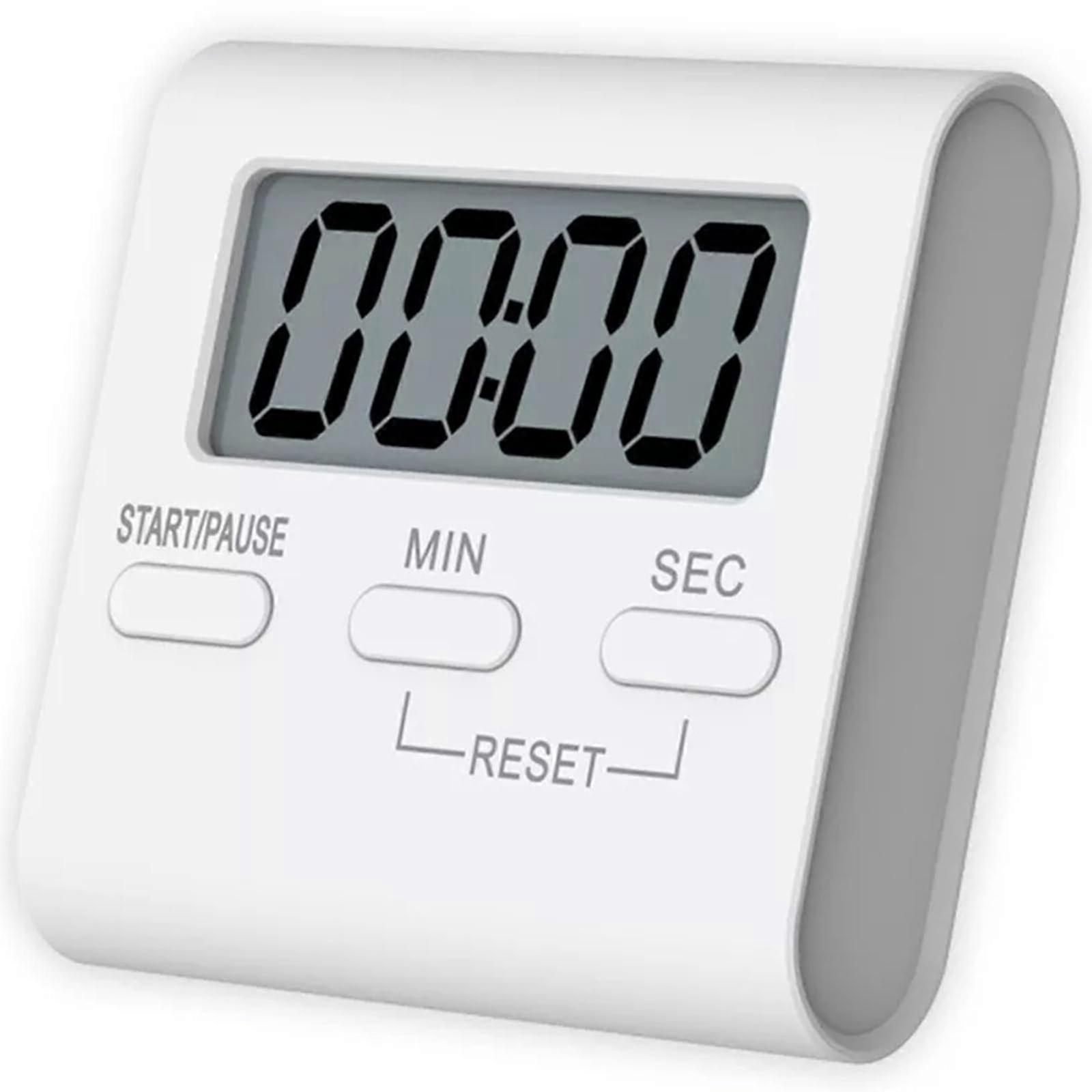 Square Digital Kitchen Timer with Large Display, Magnetic Backing, Loud Alarm for Cooking and Baking (White)