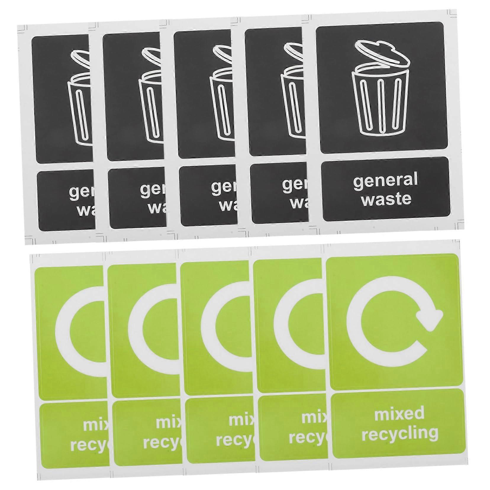 10pcs Trash Bin Recycling Stickers, SelfAdhesive Waste Sorting Labels, WeatherResistant