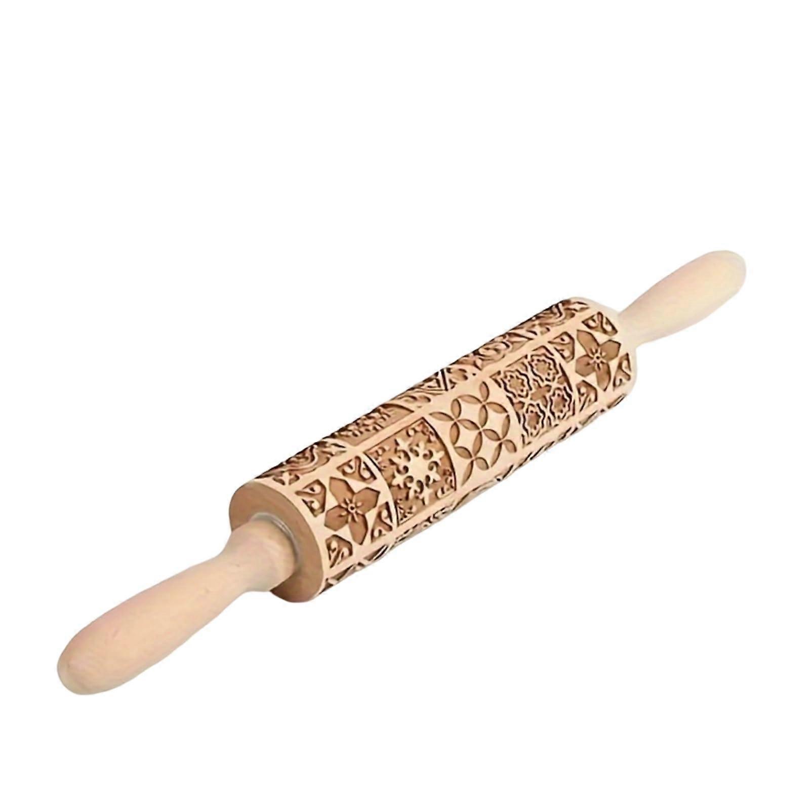 Embossed Wooden Rolling Pin with Butterfly Pattern for Cookies Pastry and Versatile Baking Use