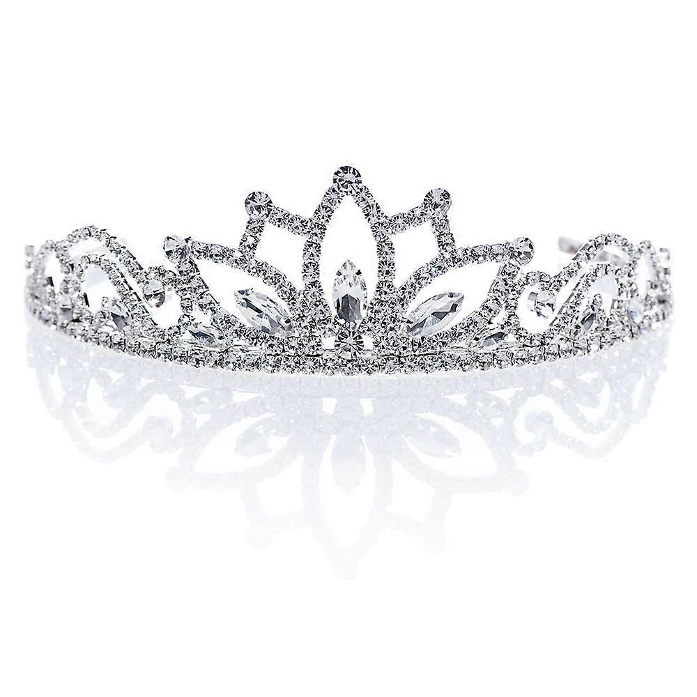 Rhinestone Tiara Silver Crown with Sparkling Elegance, Adjustable Fit for Prom or Wedding