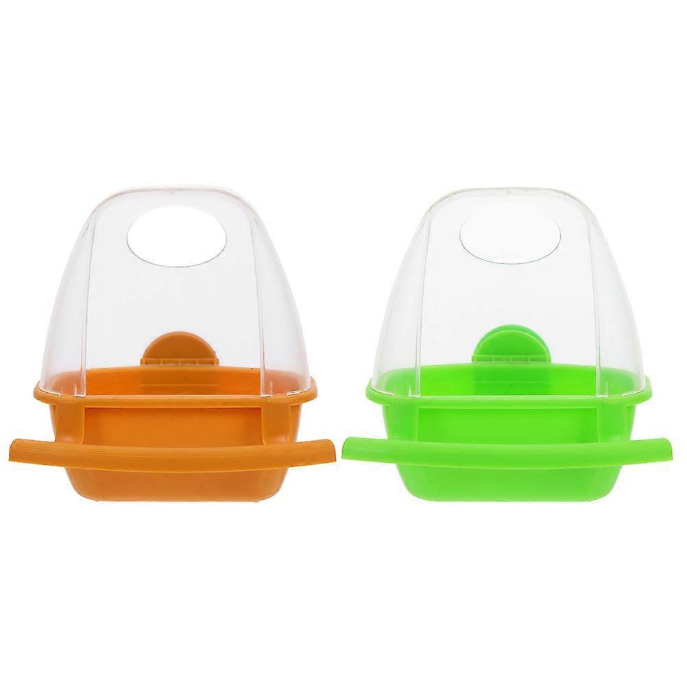 Plastic Bird Feeder Splashing-Proof Food Container for Cage 2Pcs