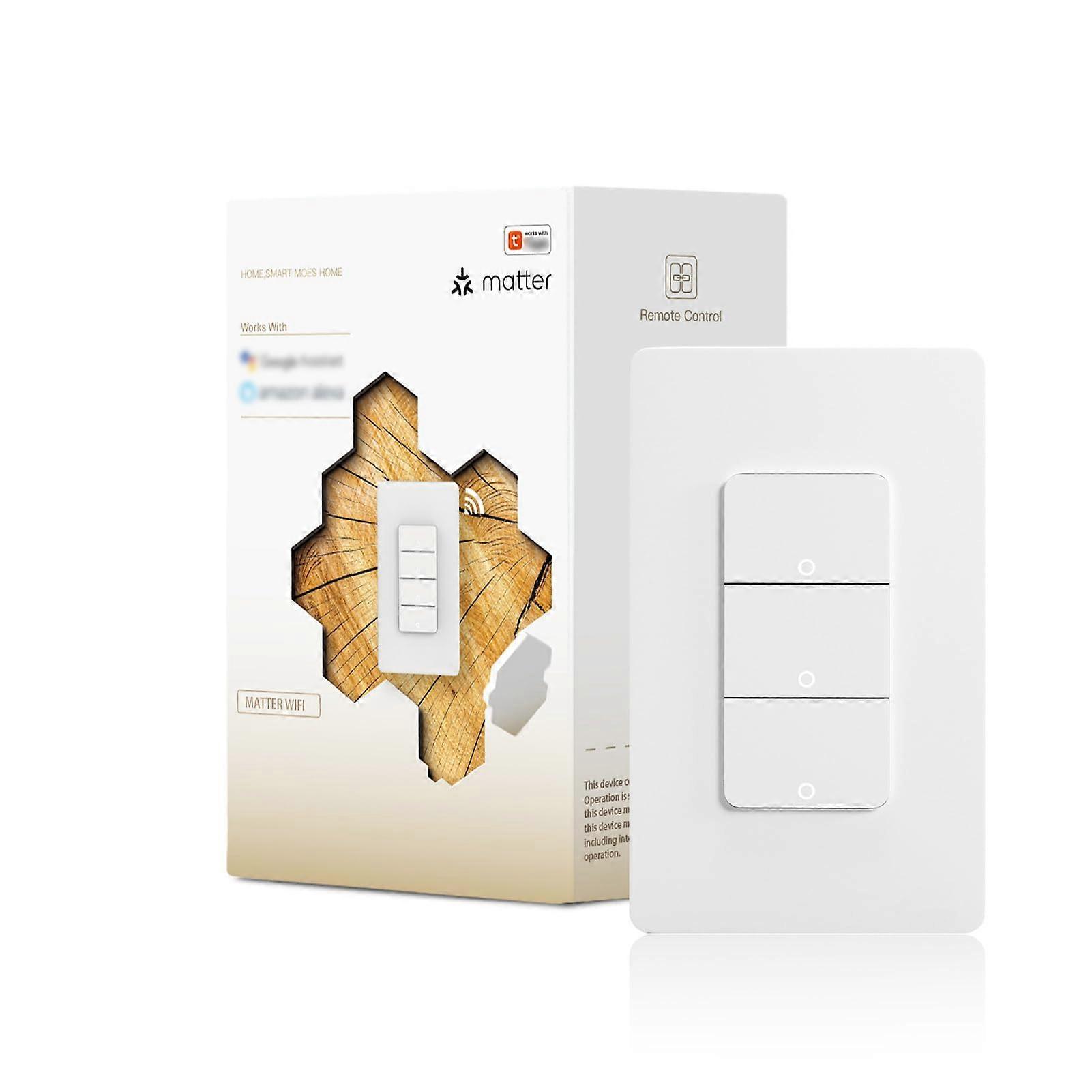 Matter WiFi Smart Light Switch, Neutral Wire 2.4GHz Single Pole, Alexa Compatible Voice and App Control