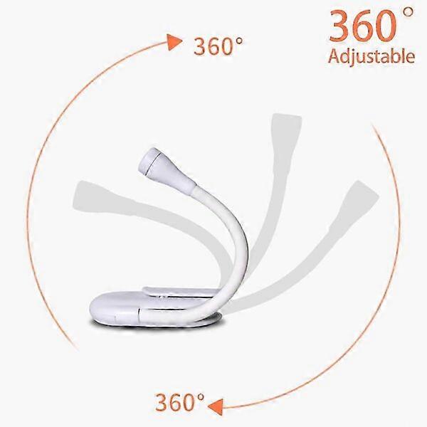 Reading light, 3-color dimmable, bendable, rechargeable clip light for reading and studying