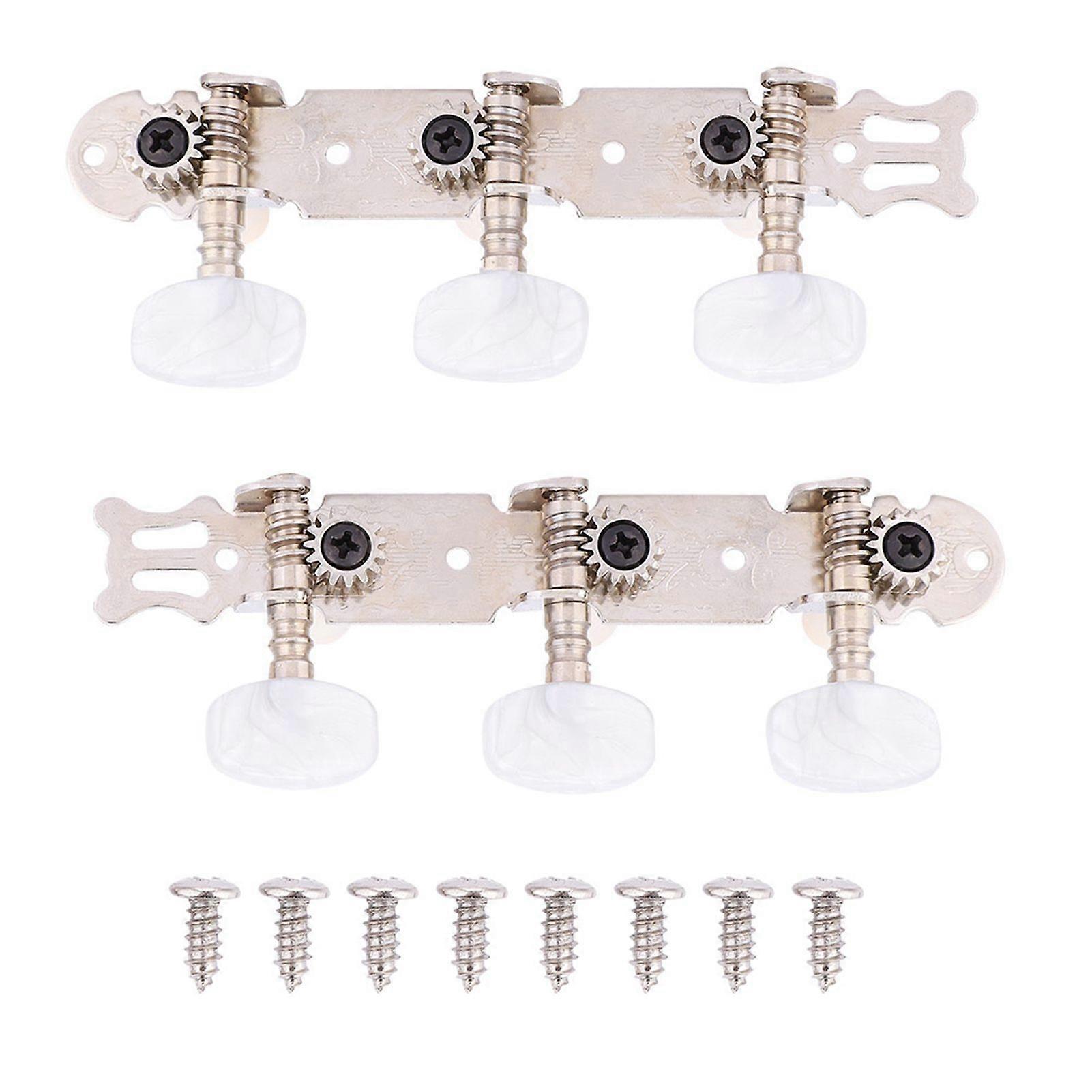3+3 Acrylic Classical Guitar String Tuning Pegs Silver Plated