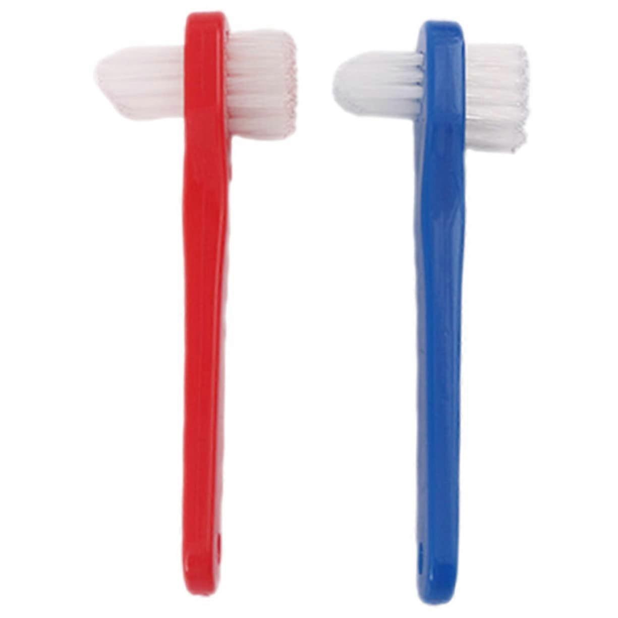 Dual Head Denture Toothbrush for Deep Cleaning with Small Brush Head for Braces and False Teeth