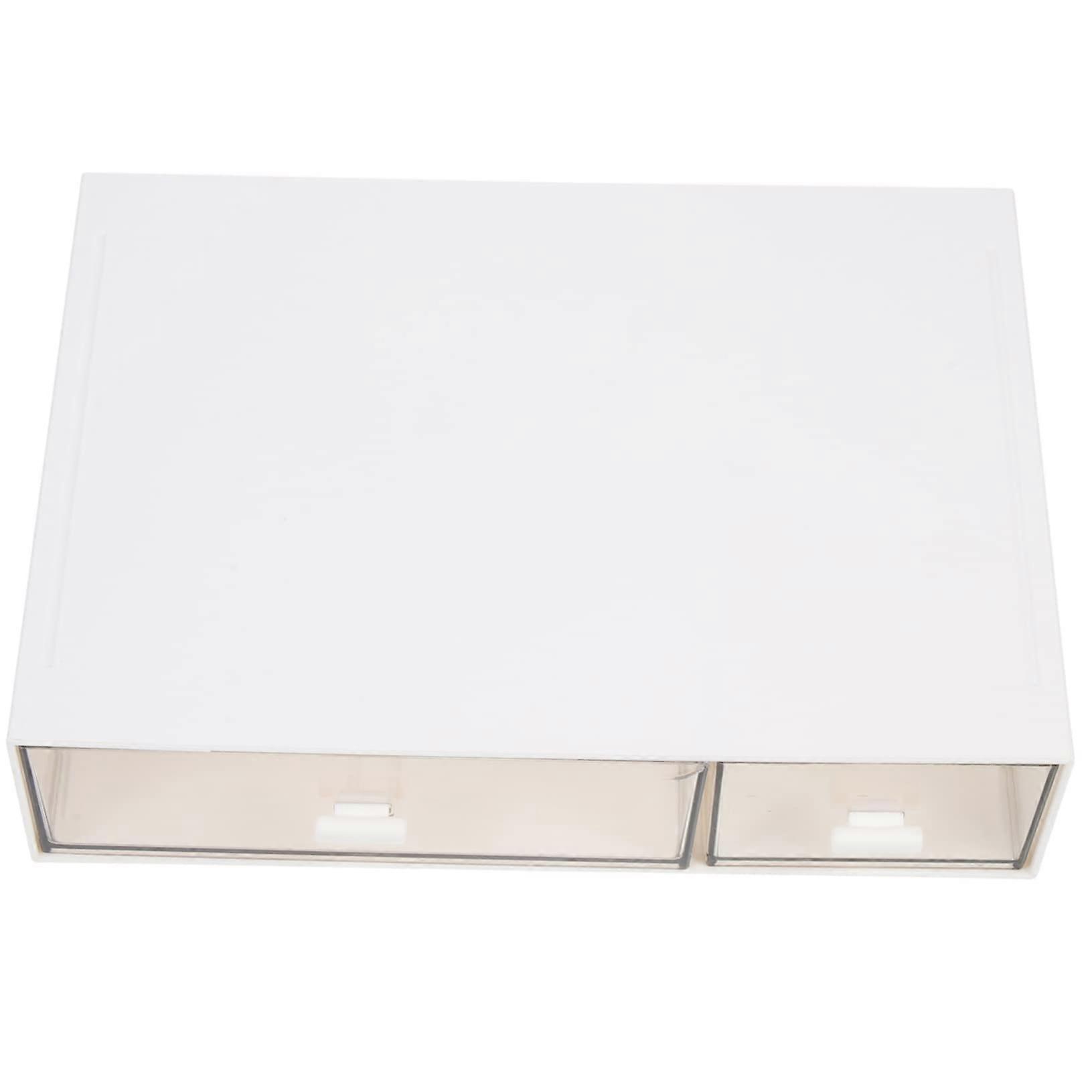 Drawer Style Desktop Organizer with MultiCompartment Makeup Storage Box White ABS Plastic