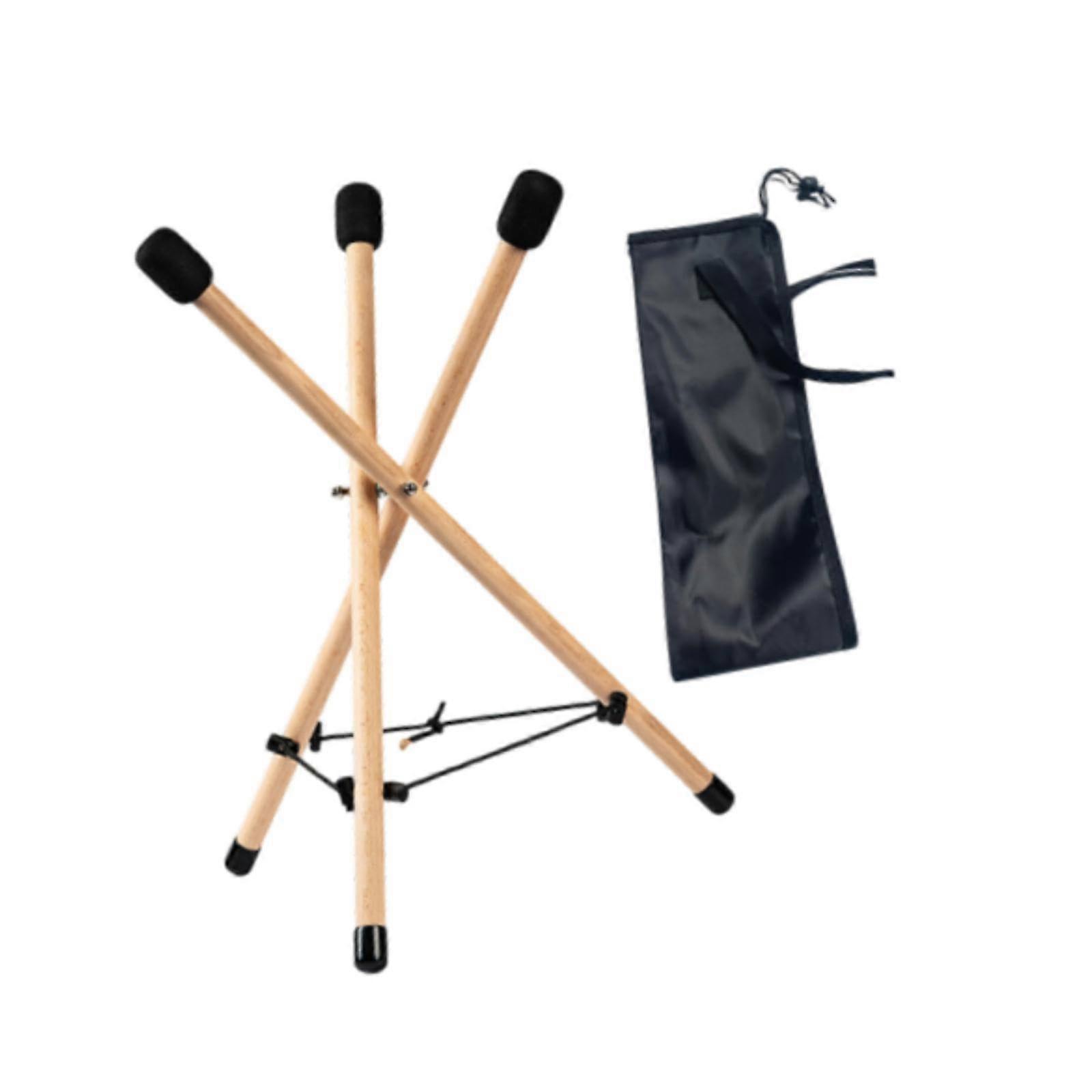 Adjustable Wooden Handpan Stand with AntiSlip Pad, Triangular Base, Stability Rope and Bag