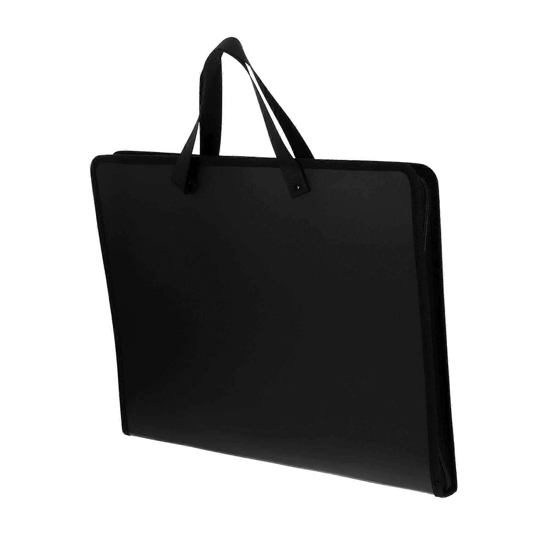 Art Portfolio Bag for Students, Durable Artwork Storage Organizer, Black Handheld Carry Case