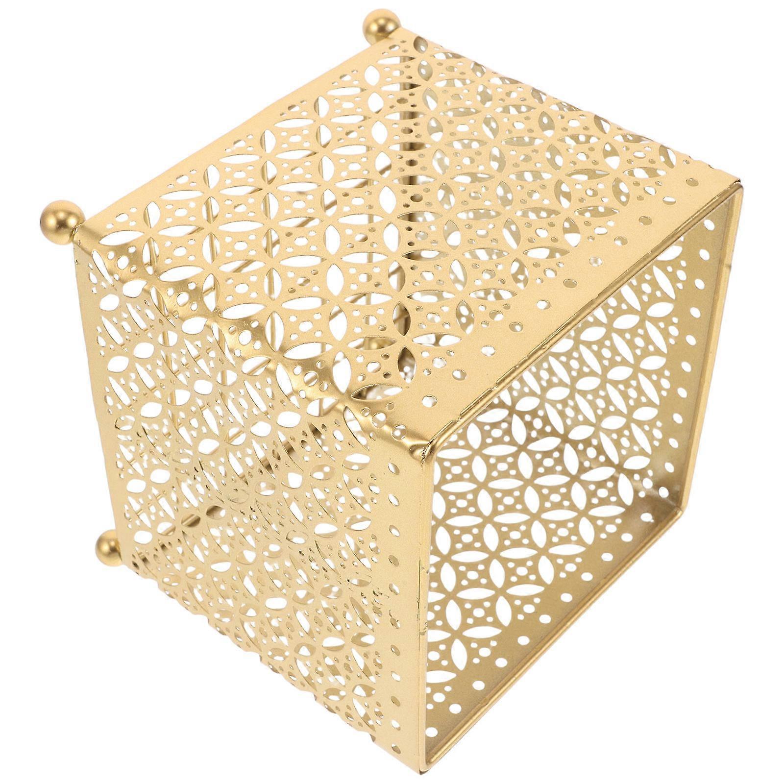 Golden Metal Vanity Organizer for Makeup Storage Basket with Practical Use