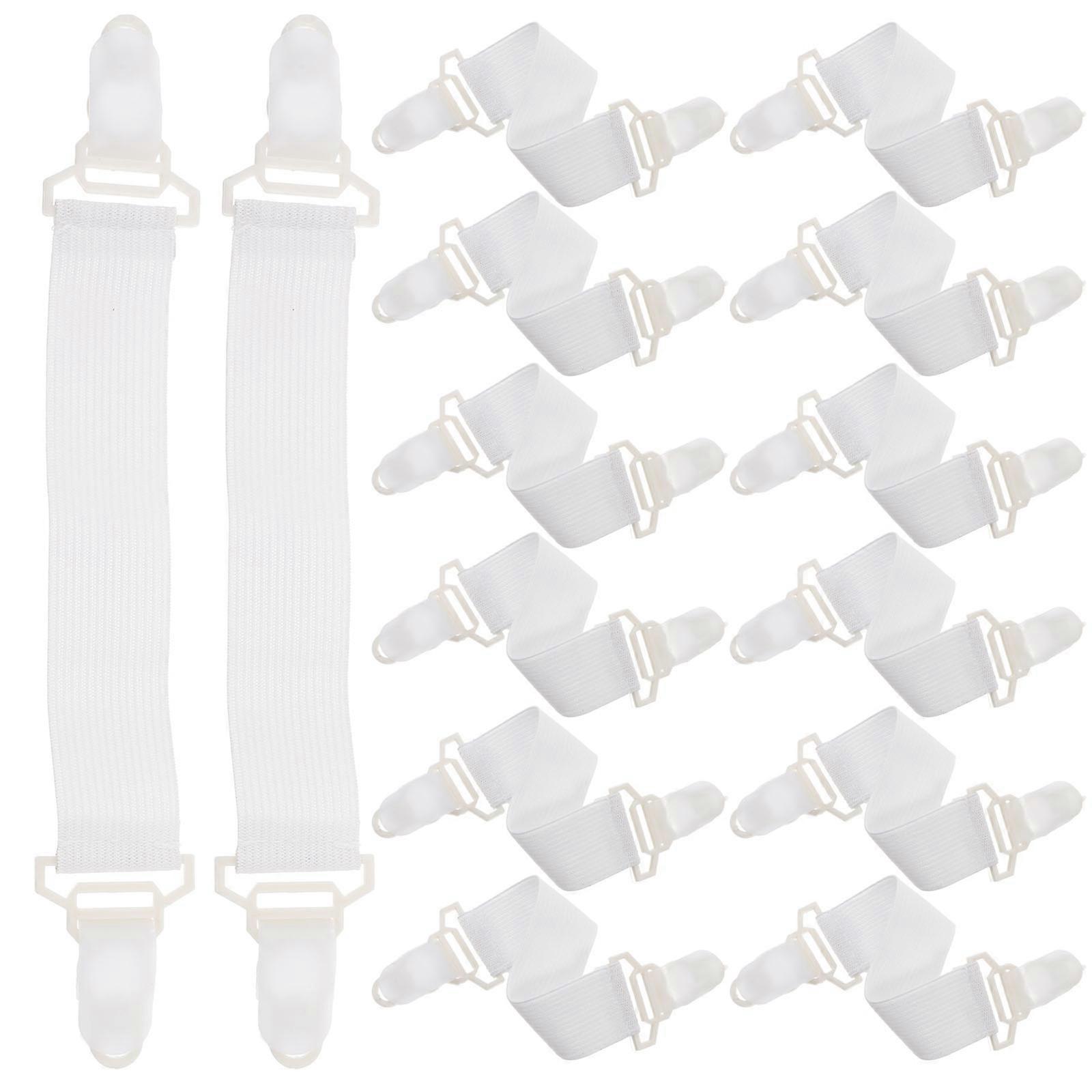 Bed Sheet Straps Adjustable Bed Sheet Clips Providing Secure Hold 16Pcs White