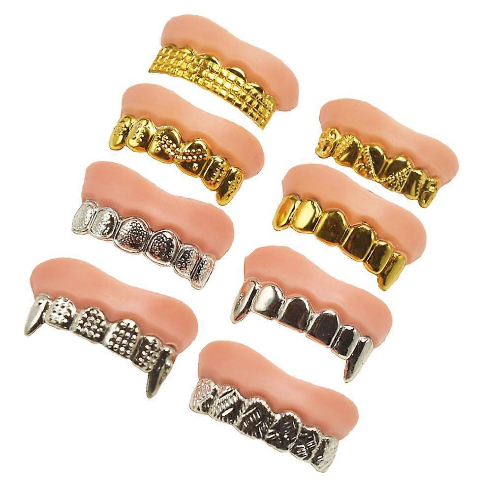 Compact Fake Teeth Durable Use Halloween Parties 8Pcs
