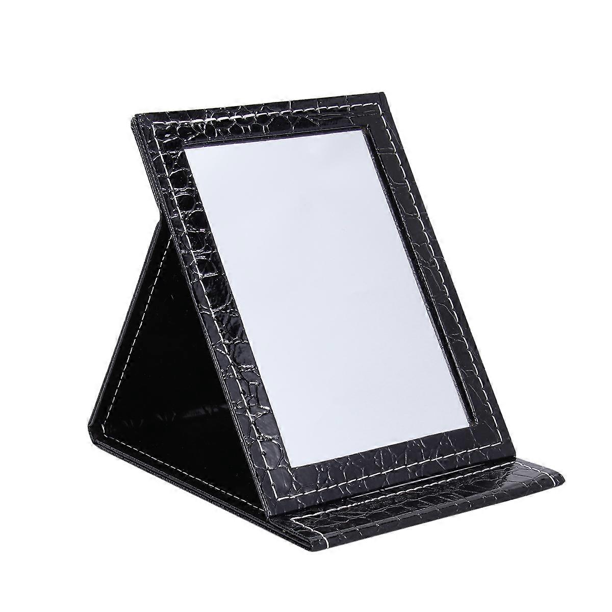 PU Mirror Foldable Makeup Mirror for Makeup Use Black