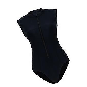 Women Sleeveless Rashguard Swimwear Piece Front Zippered Wetsuit Bathing Suit For Surfing Swimming And Snorkeling  Black XS