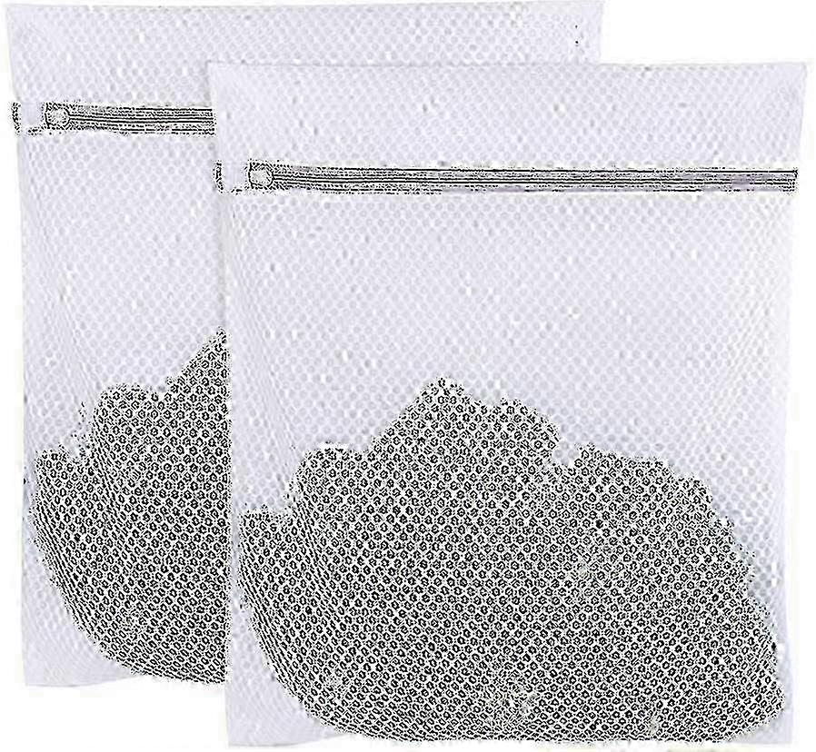 2 Pack Extra Large Mesh Laundry Bags, Zippered Polyester Wash Bags