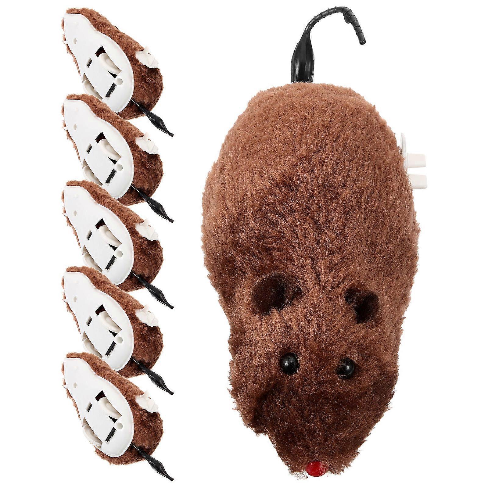 Wind-Up Mouse Plush Clockwork Toy for Cat Playing with 6Pcs