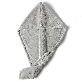 Women's thickening dry hair cap quick-drying coral fleece dry hair towel absorbent bag scarf new shower cap 25*65cmgray [MI]