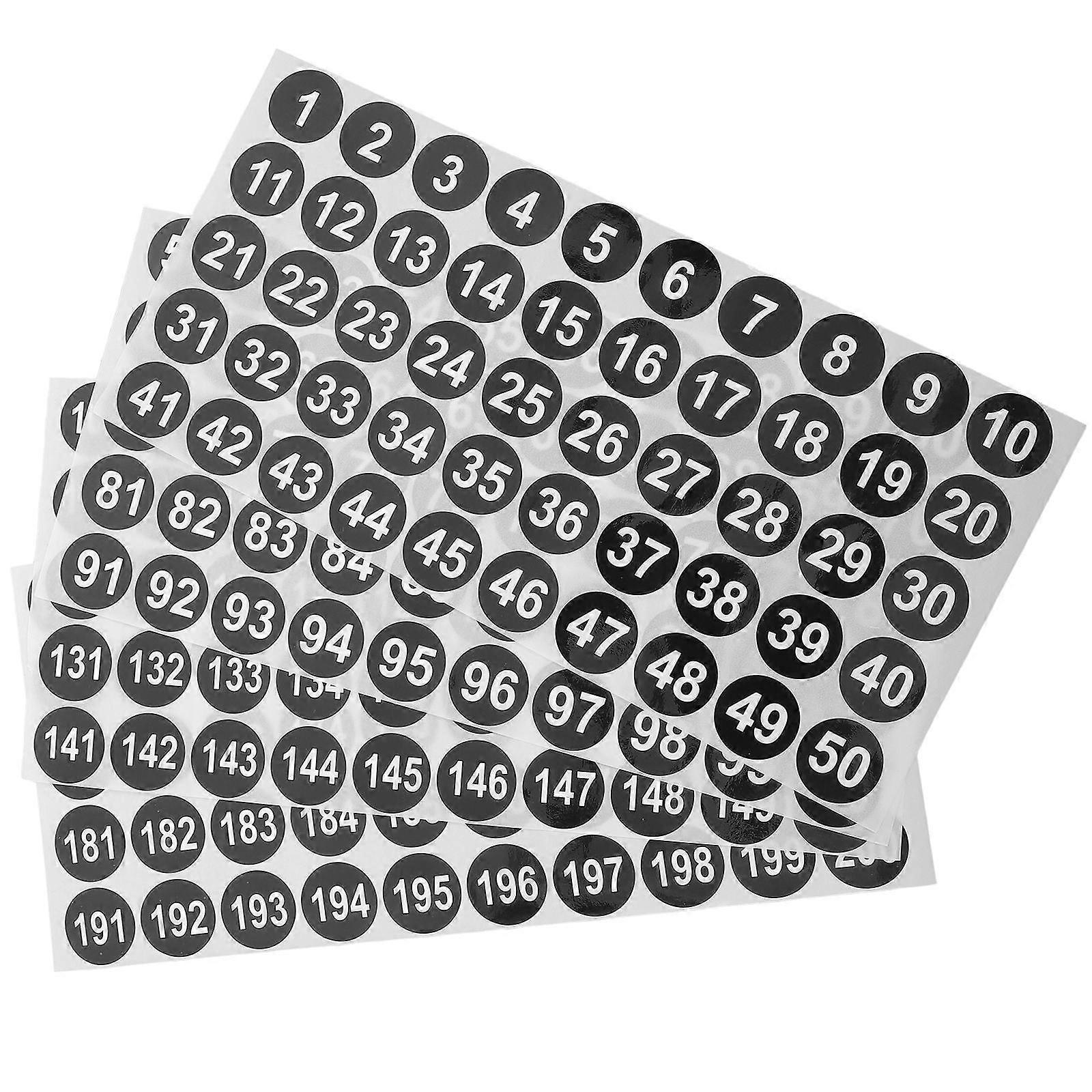 4 Sheets Round Digital Stickers Multi-function Number Sticker Number Labels Clothing Sticker