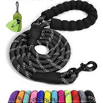 Hondenriem met comfortabele gevoerde handgreep, stevige hondenriem voor training en wandelen, 180 x 1,2 cm, reflecterende zachte nylon riem voor grote honden,