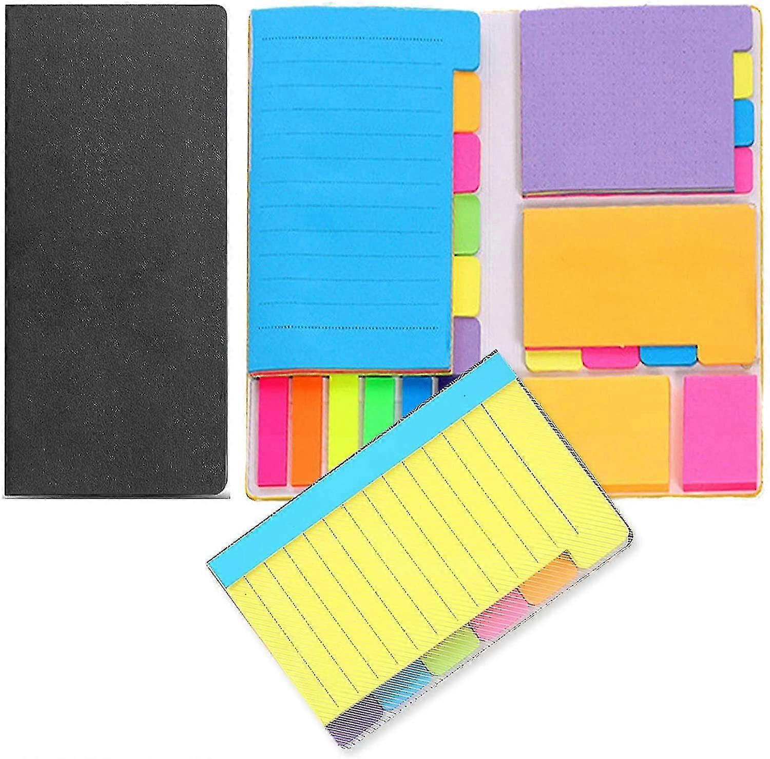 2 Pack Sticky Notes Set, Multicolored Self-stick Prioritize Note Pads, Plain Tab