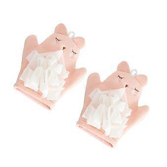 Pink Bathing Gloves Dual-Use Shower Sponge for Exfoliating 2Pcs