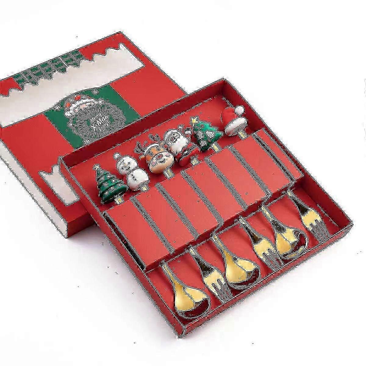 6pcs Christmas Gift Cutlery Spoon Fork Set