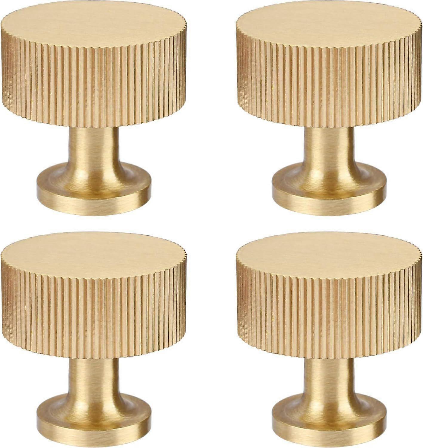 4pcs Solid  Cabinet Knobs Pulls Cabinet Drawer Dresser Gold Knobs Modern Handles Knobs(28mmx28mm),Brushed Brass Finish