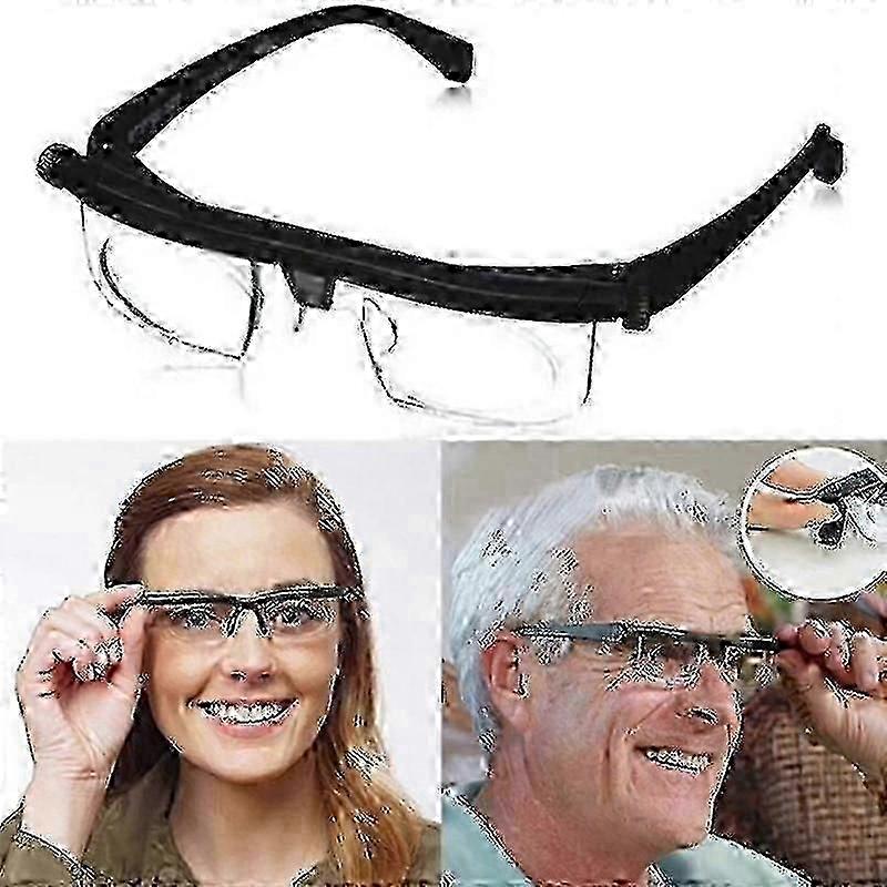 Vision correction glasses with adjustable focus and variable lens strength