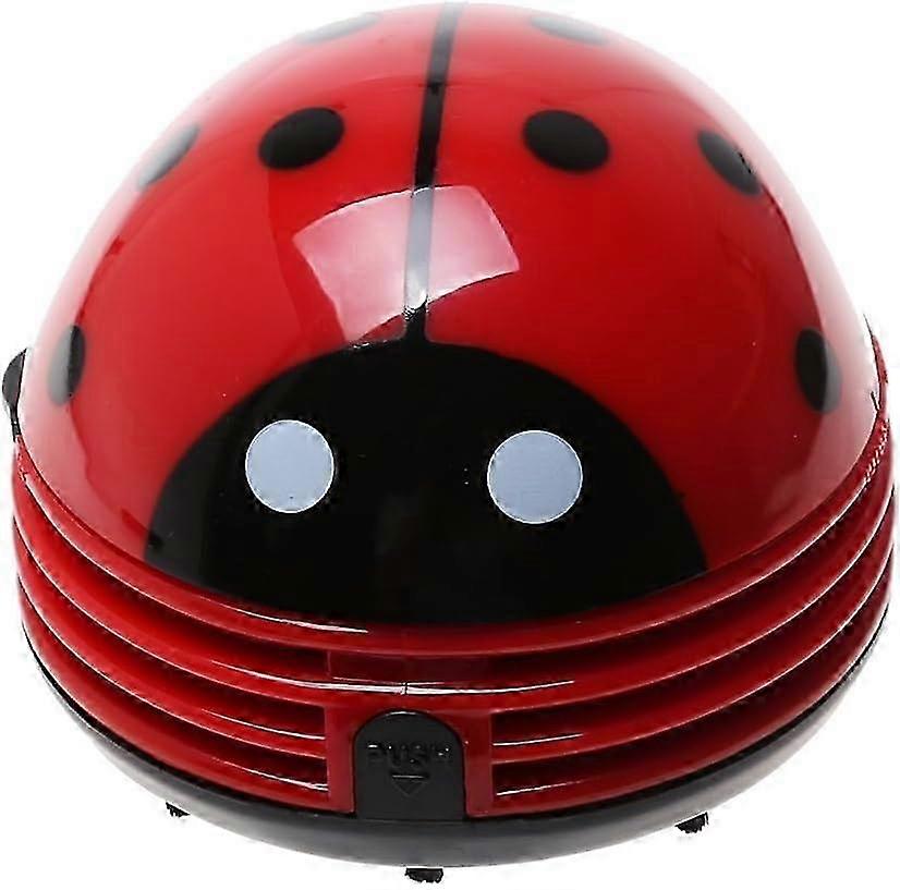 Mini Electric Tabletop Vacuum Cleaner, Dust Cleaner, Ladybug Pattern - Red
