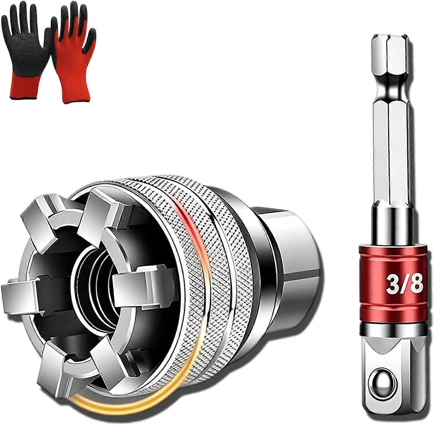 RUIYUE Universal Grip Socket Adapter Set - Multi-Function Universal Socket Wrench Tool, 3/8''-3/4'' Adjustable Universal Socket Wrench for Home Applia