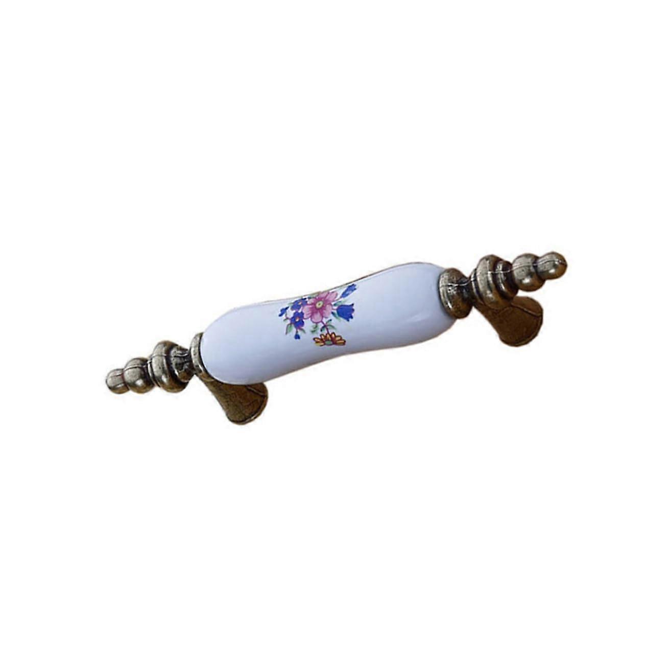 2pcs Ceramic Cabinet Handles Vintage Drawer Pulls Easy Clean Surface Quick Install Design