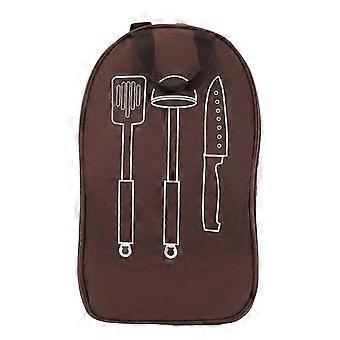 Camping Travel Cooking Utensils Organizer Travel Bag Outdoor Camping Cookware Organizer Bag for Beach Park Picnic BBQs Brown