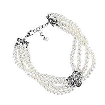 4-Pet Pearl Necklace with Heart Charm - Multi-Wear Design