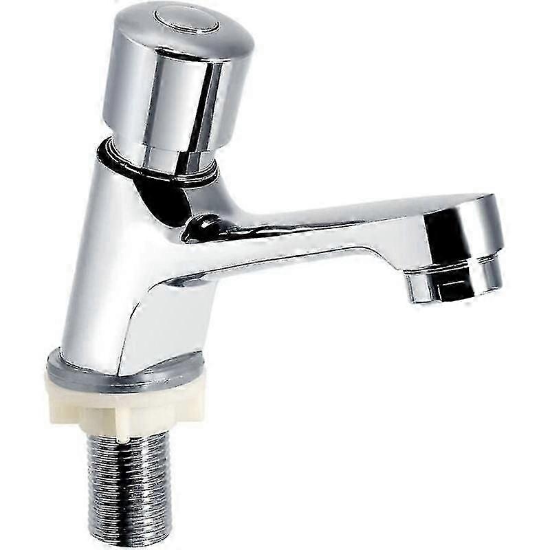 Time delay faucet for kitchen with self closing chrome design