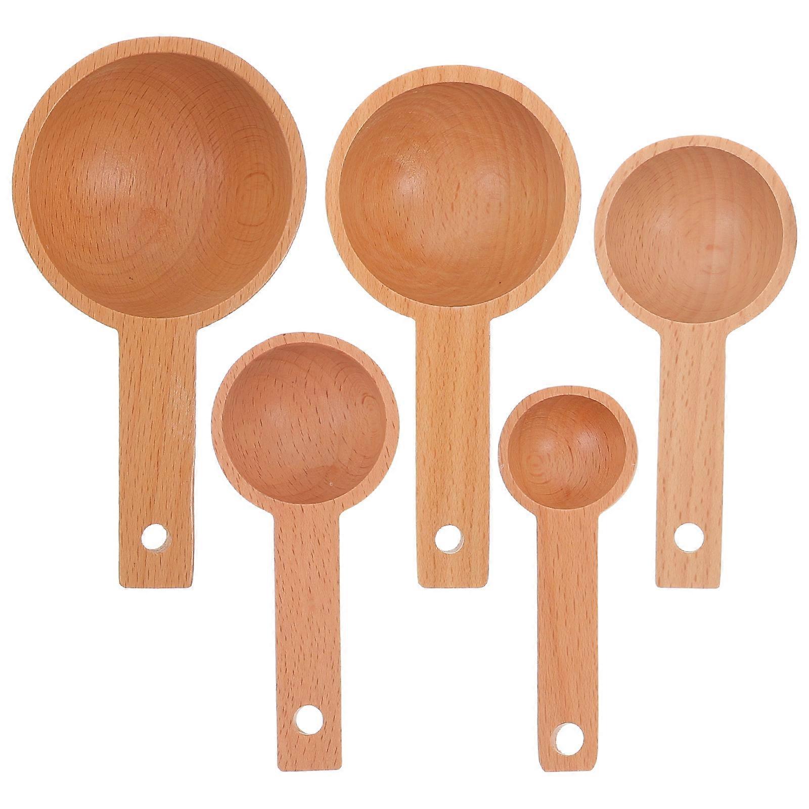 Wooden Handles Measuring Spoons Set for Baking 5Pcs Stackable