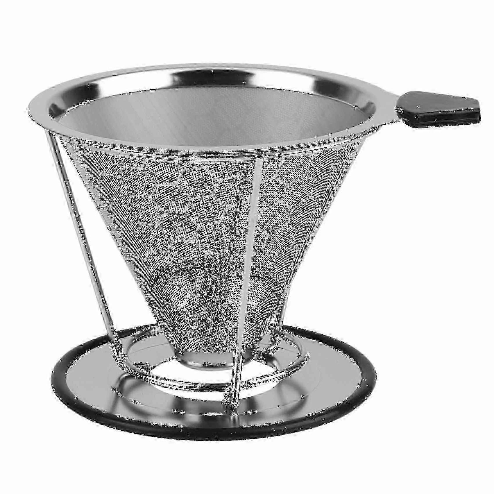 Practical Double Sturdy Layer Stainless Metal Manual Coffee Funnel Filter Drip