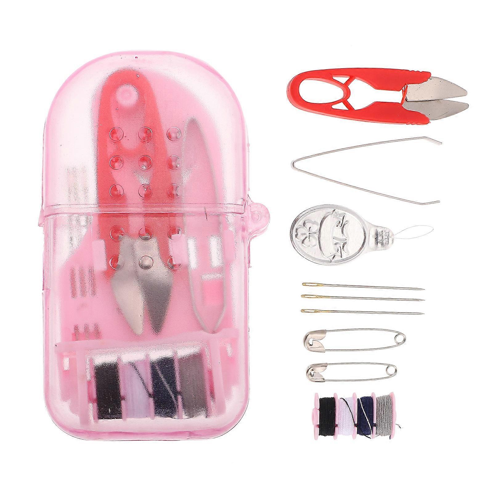 Pink Multiuse Sewing Box for Home Use 1Set Portable Needlework Kit