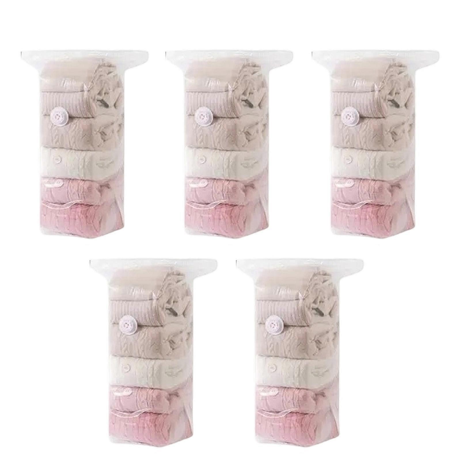 5 Pack Vacuum Storage Bags for Clothes with Cube Compression Design