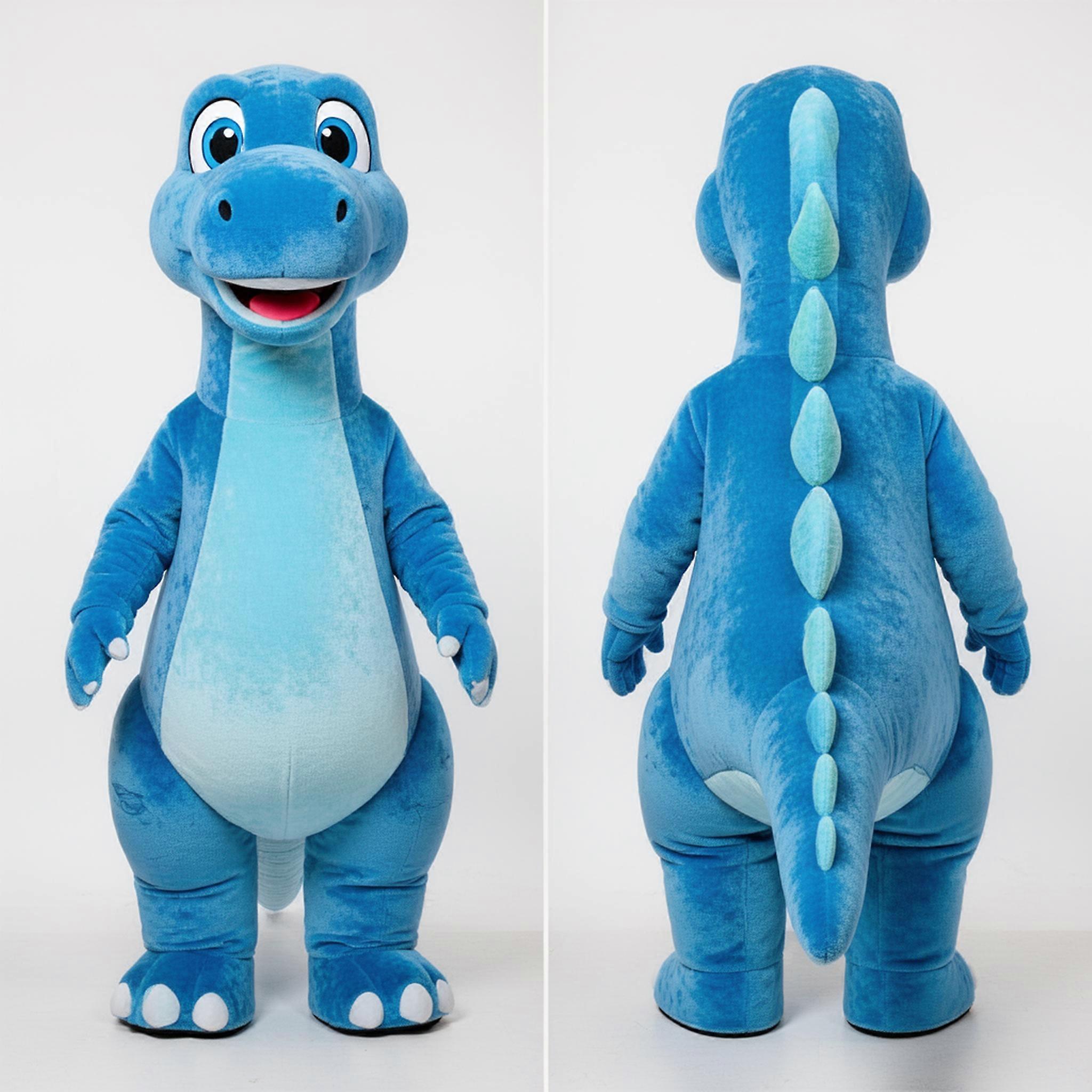 MASTICOT Vibrant Blue Cartoon Brachiosaurus Mascot