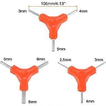 3pcs Y-Shaped 3 Way Bike Hex Wrench Set 2.5/3/4mm 3/4/5mm 5/6/8mm Y-Type Inner Hex Wrench All-In-One Multi Portable Biking Torque Spanner for Bicycle 