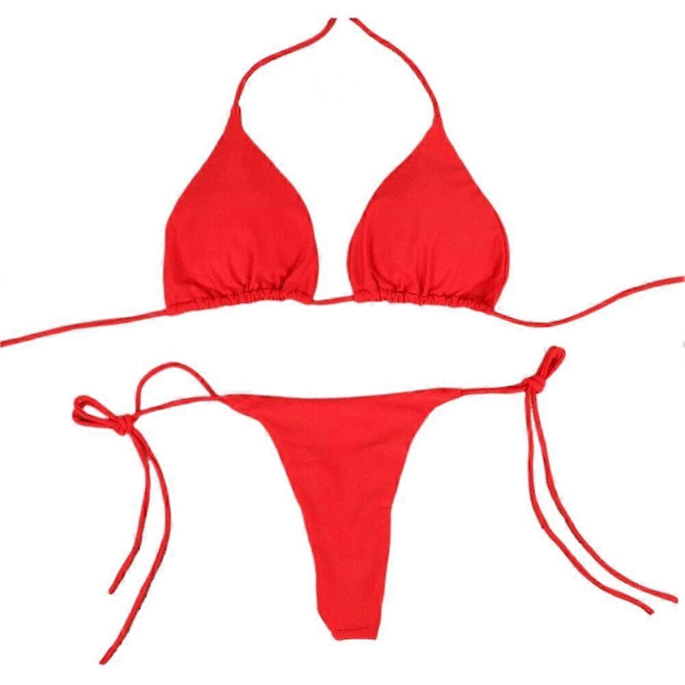 Women's Wireless Triangle Bikini Set with Adjustable Side-Tie Closures