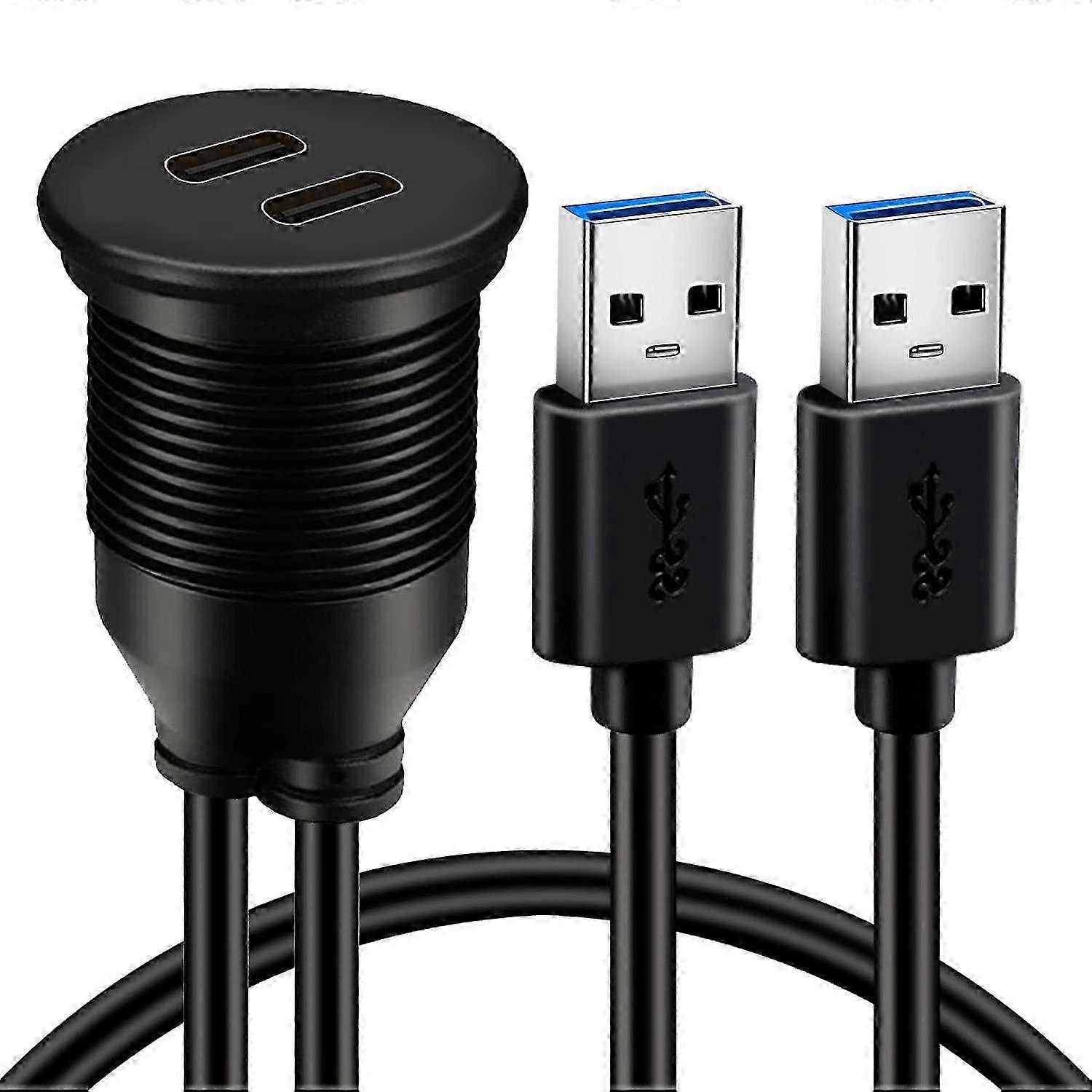 USB 3.0 to Dual Type C Flush Mount Kit