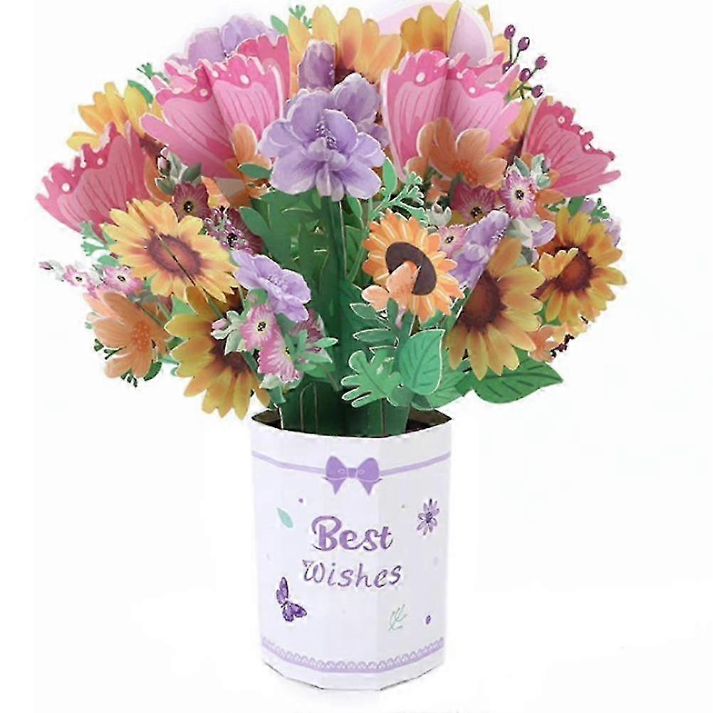 3D Smiling Flower Card Rose Tulip