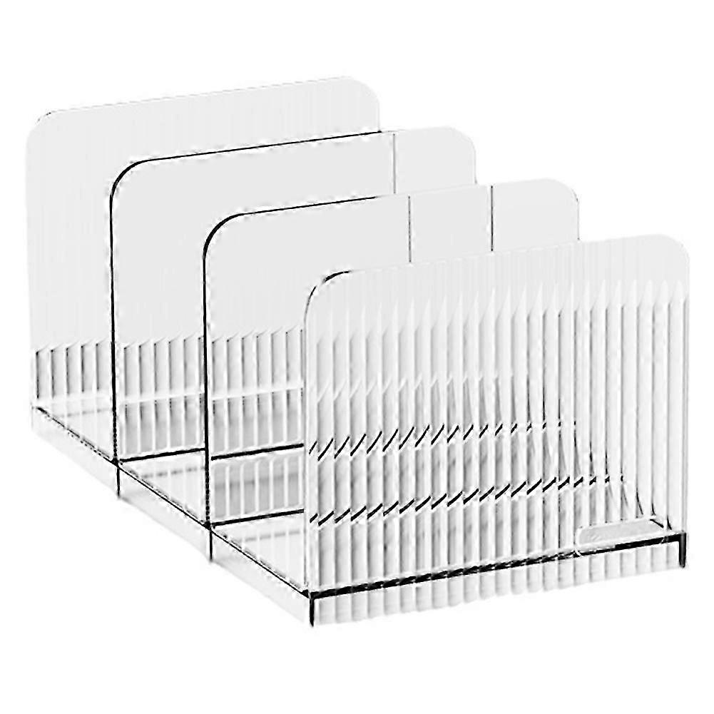 -Compartment Transparent Bookends Reusable Non-Slip Documents Stand Stackable Thicken Desktop Bookshelf Table A
