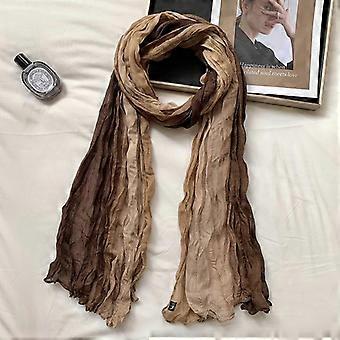 Retro Ethnic Style Warm Cold-Proof Scarf Women Crumpled Silk Scarf Long Folds Gradual Change Color Shawl Fashion Headscarf Gifts